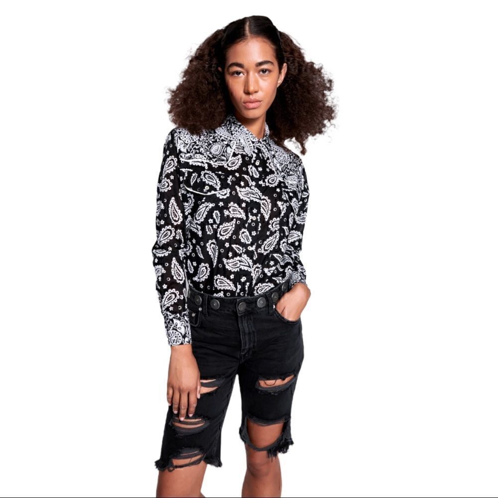 NWOT One teaspoon Hand Batik Paisley Western Shirt